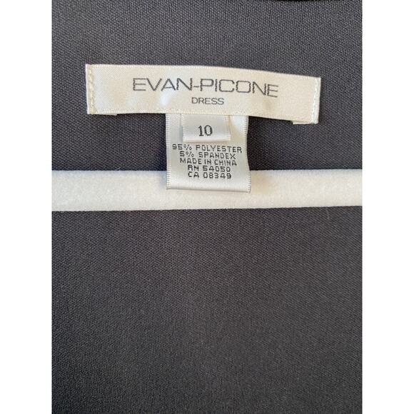 Evan Piccone Dress Womens Size 10 Black Ruched Sweetheart Neck Fit & Flare Midi - Picture 5 of 8